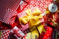 Still life of Merry Christmas and Happy new year DIY gift boxes Royalty Free Stock Photo