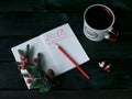 Still-life with a notebook with a red inscription 2018, a Cup of coffee Royalty Free Stock Photo