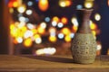 Still life old clay jar on wood table Royalty Free Stock Photo