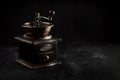 Still life old Coffee Grinders on background black. - Image Royalty Free Stock Photo