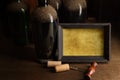 Still-life with old dust wine bottles Royalty Free Stock Photo