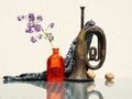 Still life with old rusty bugle Royalty Free Stock Photo