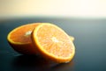 Still life Orange slice fruit on dark background. mandarins slice Royalty Free Stock Photo