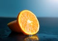 Still life Orange slice fruit on dark background. mandarins slice