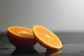 Still life Orange slice fruit on dark background. mandarins slice