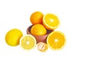 Still life, oranges, lemons and tangerines on a white background Royalty Free Stock Photo