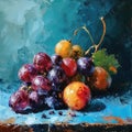 Still life painting of colorful grapes using strong brush strokes