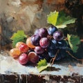 Still life painting of colorful grapes using strong brush strokes