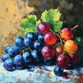 Still life painting of colorful grapes using strong brush strokes