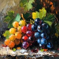 Still life painting of colorful grapes using strong brush strokes