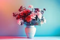 Still life painting of colourful flowers in a vase Royalty Free Stock Photo