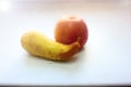 Still life pear apple, view through Royalty Free Stock Photo