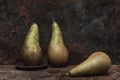 Still life pear- rusty metal background Royalty Free Stock Photo