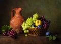 Still life with pears and grapes Royalty Free Stock Photo