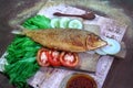 Still life photo close up of fried milkfish Bandeng Presto Royalty Free Stock Photo
