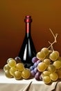 Still life picture with wine, cheese and grapes Royalty Free Stock Photo