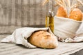 still life with pugliese Apulian bread with biga covered with wh