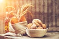 still life with pugliese Apulian bread with biga covered with wh