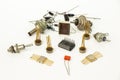 Still-life from radio components on a white background