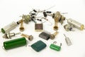 Still-life from radio components on a white background