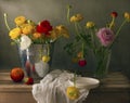 Still life with ranunculus flowers Royalty Free Stock Photo