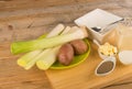Ingredients for a leek soup Royalty Free Stock Photo