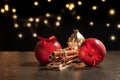 Still life with red apples and cinnamon sticks, delicious Christmas background Royalty Free Stock Photo