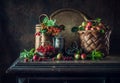 Still life with red and black currants Royalty Free Stock Photo