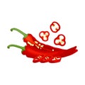 Still life with red chili peppers. Vector illustration.