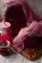 Still life with red currant home made jam and compot with fresh fruits Royalty Free Stock Photo