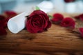 Still life with red rose and letter Royalty Free Stock Photo