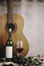 Still life of red wine bottle and wine glass Royalty Free Stock Photo