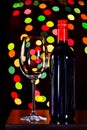 Still life, Red wine with glass and bokeh background, lowkey Royalty Free Stock Photo