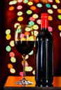 Still life, Red wine with glass and bokeh background, lowkey Royalty Free Stock Photo