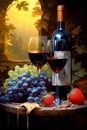 Still life with red wine and grape Royalty Free Stock Photo