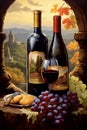 Still life with red wine and grape Royalty Free Stock Photo