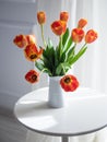 Still life with red yellow tulips Royalty Free Stock Photo