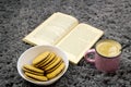 Still life for rest - book, coffee, biscuits Royalty Free Stock Photo