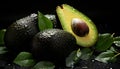 Still life of of ripe avocados