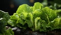 Still life of a romaine lettuce with drops water