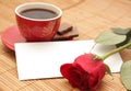 Still-life with a rose and the letter Royalty Free Stock Photo