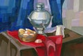 Still-life with samovar and bagels