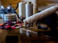 Still life of sewing items Royalty Free Stock Photo