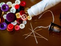 Still life of sewing items Royalty Free Stock Photo