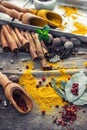 Still life with spices and herbs Royalty Free Stock Photo