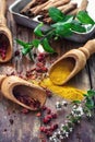 Still life with spices and herbs Royalty Free Stock Photo