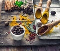 Still life with spices and herbs Royalty Free Stock Photo