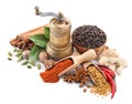 Still life with spices and herbs on white Royalty Free Stock Photo