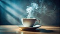 A Still Life Study of a White Coffee Cup Smoke and Light A Documentary Photography Exploration of Texture Royalty Free Stock Photo