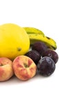 Assorted fruits with white background Royalty Free Stock Photo